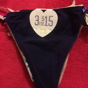 3 VS Pink extra low rise v-string panties