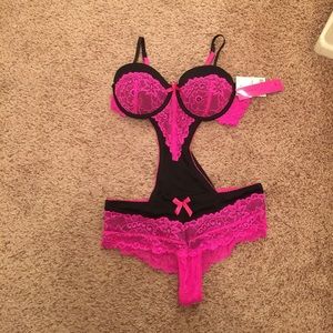 Pink lacy black lingerie