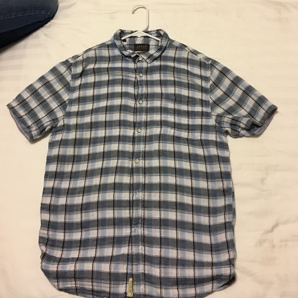 Blue and white collared shirt