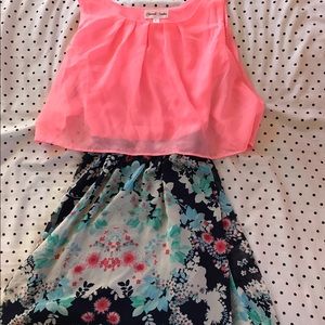 Cute Backless Pink and Floral dress