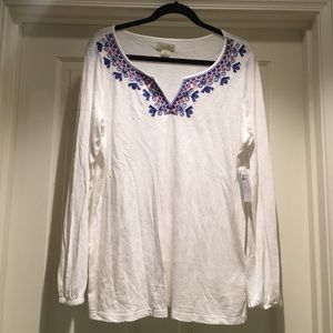 NWT Lucky Brand embroidered long sleeve top XL