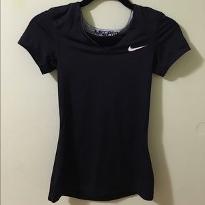 Black Short Sleeve V-Neck Nike Pro Shirt