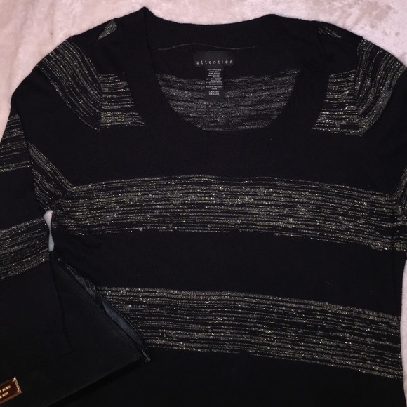 Attention Gorgeous Blk/Gold Sweater mini dress