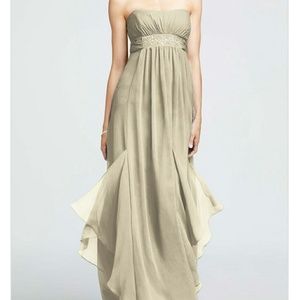 David's Bridal Strapless Crinkle Chiffon Dress