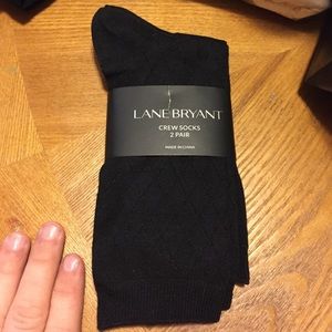 Lane Bryant Crew Socks 2 Pair Black Shoe SZ 8-12