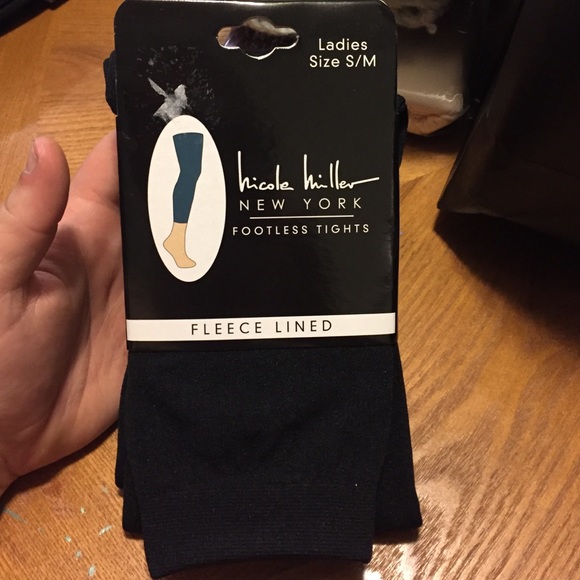 Nicole Miller Footless Tights Black S/M Fleece