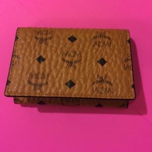 MCM Authentic Cognac Visetos Business Card Holder
