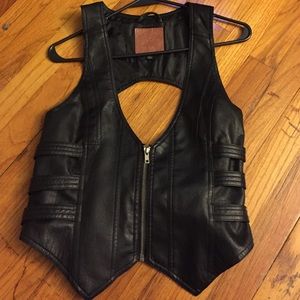 Black Faux Leather Vest