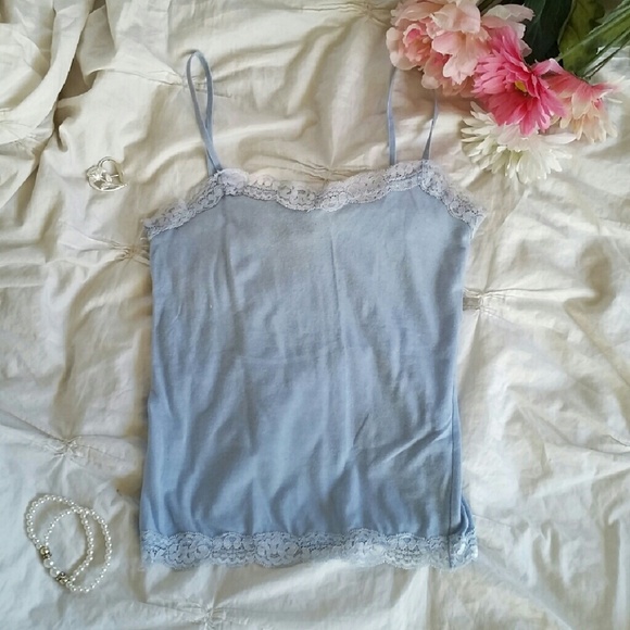 American Dream Tops - Light Blue Lacy Camisole American Dream Tops - Light Blue Lacy Camisole