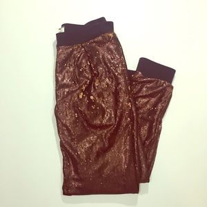 A&F // Full Sequin Shine Copper Brown Jogger Pants