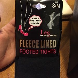 Leg Impressions Fleece Lined Footed Tights BLK S/M