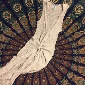 Oatmeal Gathered Midi Dress