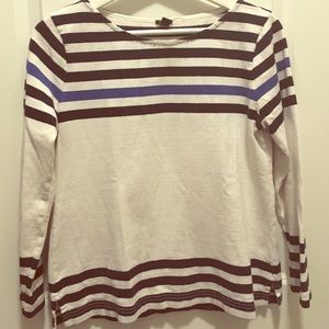 Blue and white striped thick tee, 3/4 length