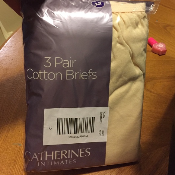 Catherines Intimates 3 Pair Briefs SZ 12 Beige