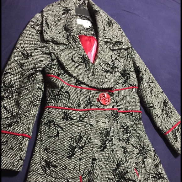 Winter coat grey , black and red