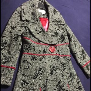 Winter coat grey , black and red