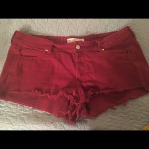 Burgundy cutoff shorts