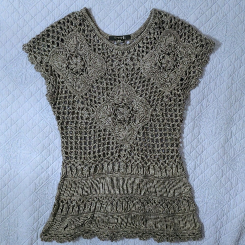 Gray Crocheted Sweater Tunic