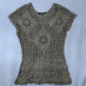 Gray Crocheted Sweater Tunic