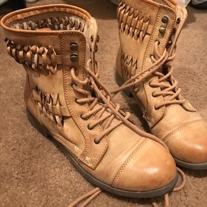 Leather knit riding boots