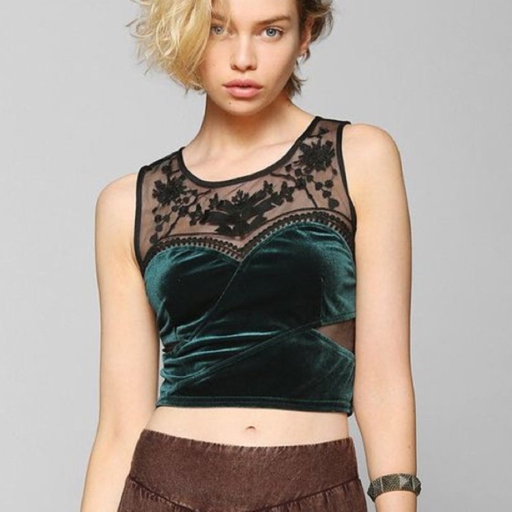 Mesh Velvet Crop Top