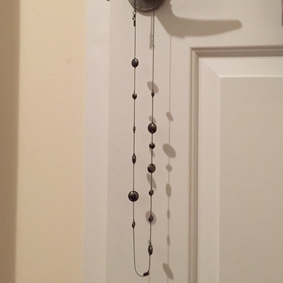 Silver long beaded necklace