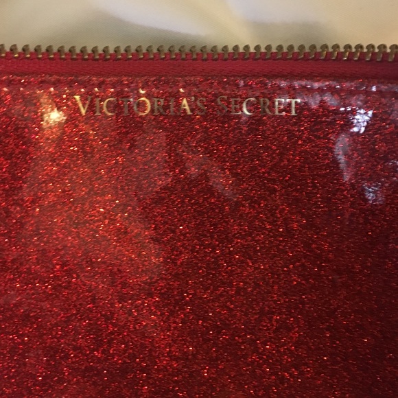 Red glitter Victoria Secret's makeup bag
