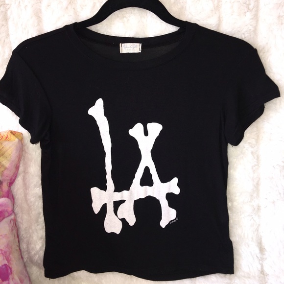Brandy Melville John Galt LA Black Crop T Shirt Sm