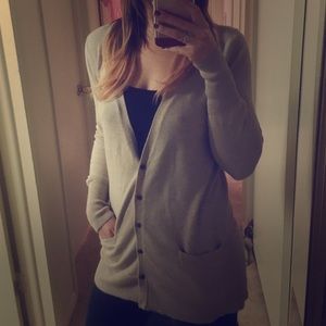 Long tan button down cardigan