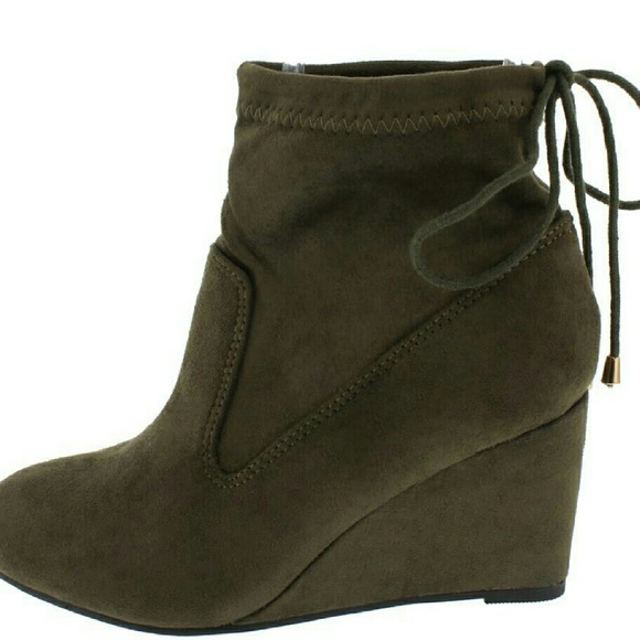 Olive ankle lace booties