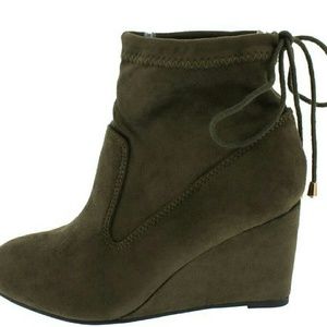 Olive ankle lace booties