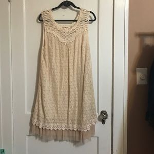 Crochet dress with tulle hem