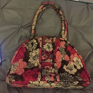 Vera Bradley Mocha Rouge Clamshell Purse