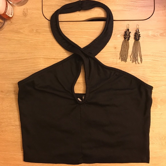 Urban outfitters black crossed front halter front!