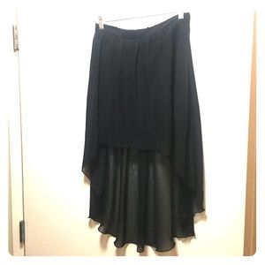 Black sheer high low skirt.