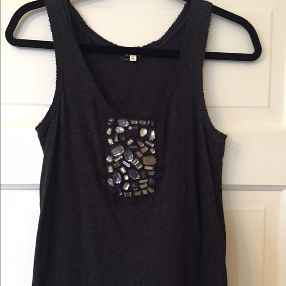 Heather grey gem tank top