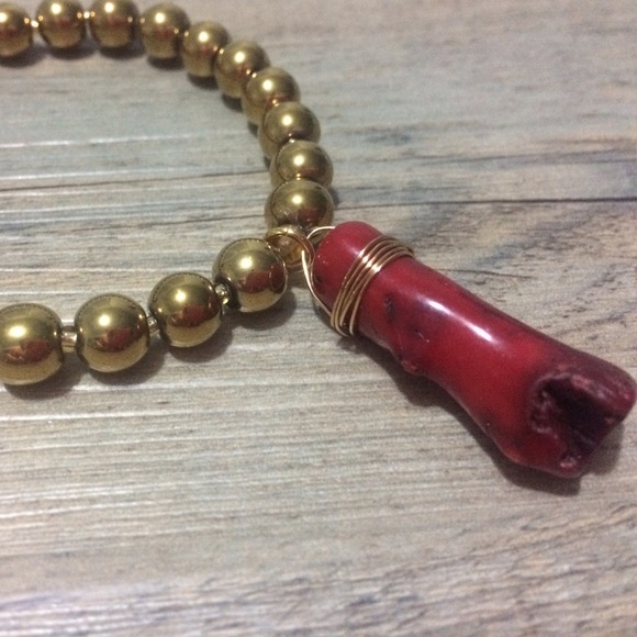 Handmade hematite coral bracelet - army style