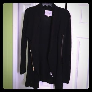 RACHEL Rachel Roy Zip-Front Waffle Knit Sweater