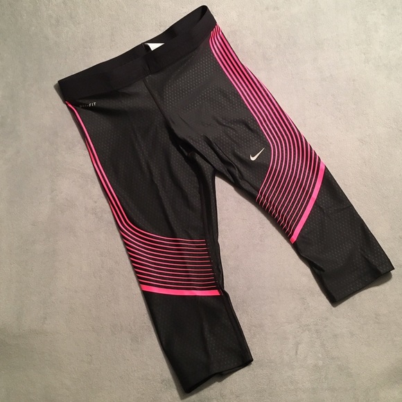 NWT Nike Power Speed Capris HyperPink Black - Picture 2 of 4