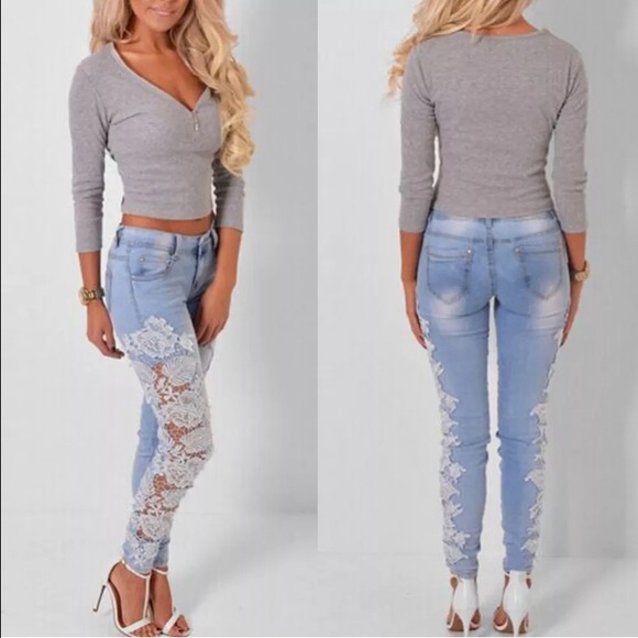 🎉 Denim and Lace Pants 🎉 - Picture 4 of 8