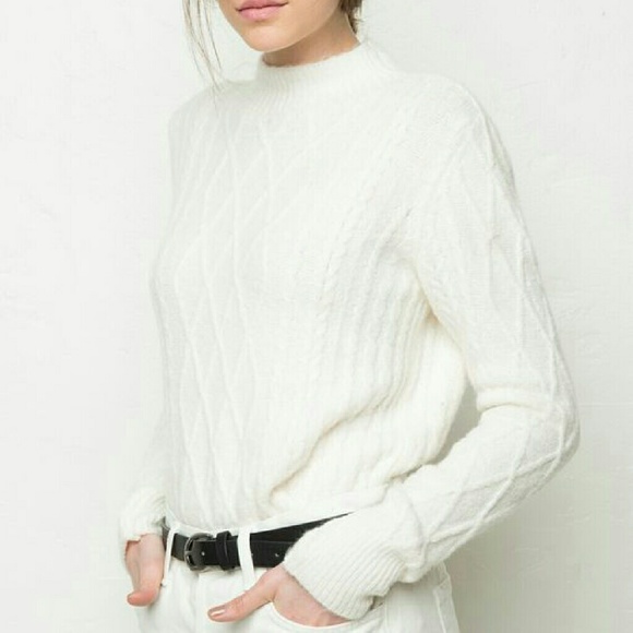 Brandy melville wool blend white fuzzy sweater