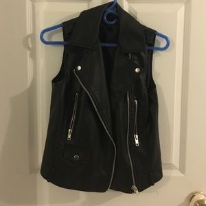 Forever 21 Black Faux Leather Moto Vest