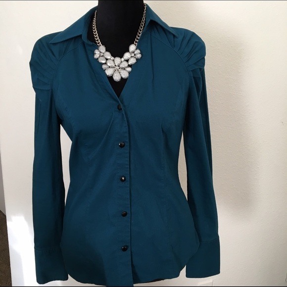 Express, sz Sm, turquoise, long sleeve button down