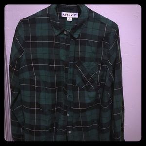 Plaid Ava & Viv button down blouse