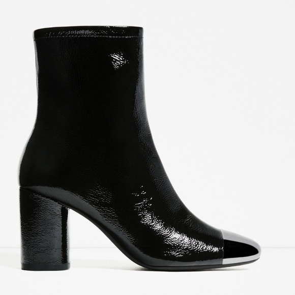 Zara 2017  & wet look leather metal toe cap boots - Picture 3 of 4