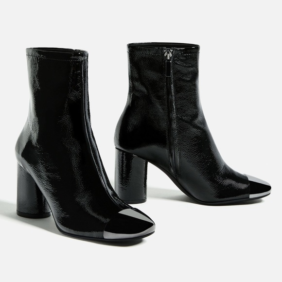 Zara 2017  & wet look leather metal toe cap boots - Picture 4 of 4