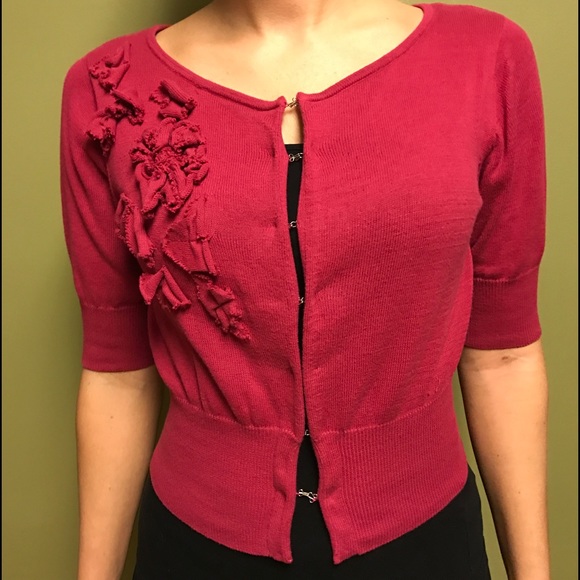 Aqua Pink Cardigan Sweater 100% Cotton Size XS