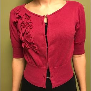 Aqua Pink Cardigan Sweater 100% Cotton Size XS