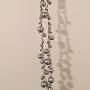 Silver / grey ball long necklace