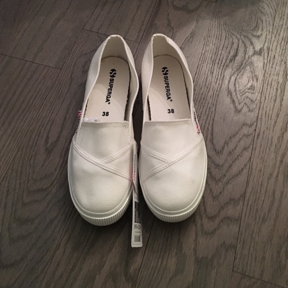 Superga white slip on sneakers